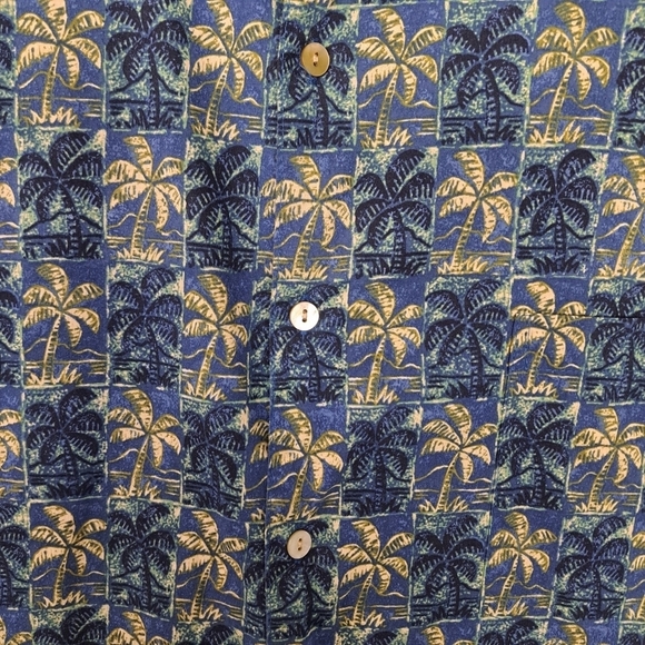 Tori Richard Honolulu Men's 2XL Tropical Print Short Sleeve Button Up Blue/Beige - Picture 4 of 6